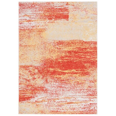 Flowers First 5 ft.-1 in. x 7 ft.-6 in. Adirondack Contemporary Rectangle Power Loomed Rug Rust & Gold FL1890561